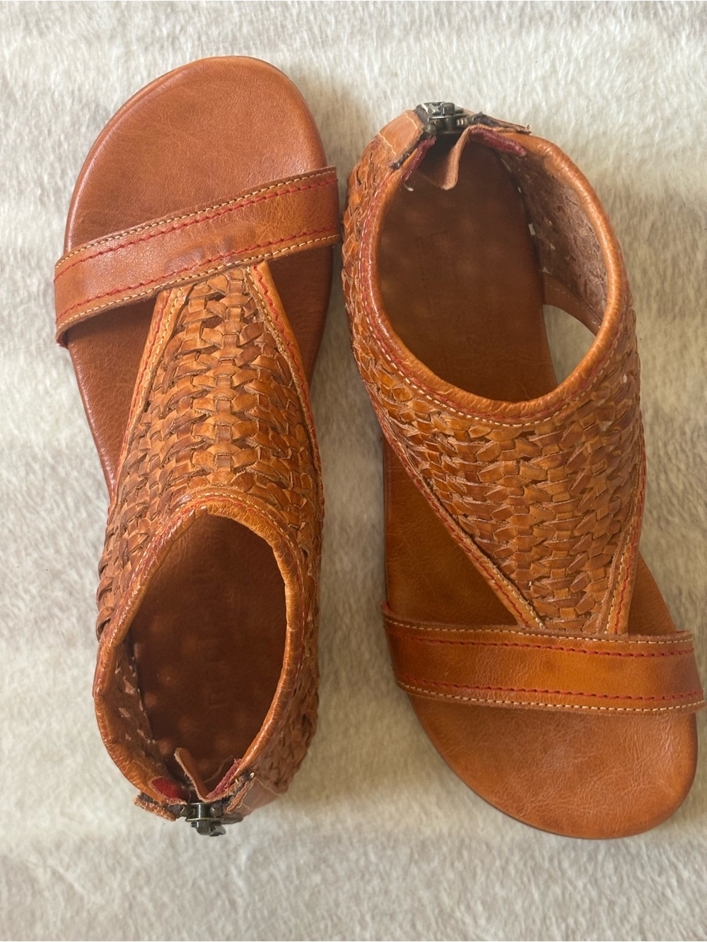 Bedstu Women's Woven Leather Open-Toe Sandals - Tan